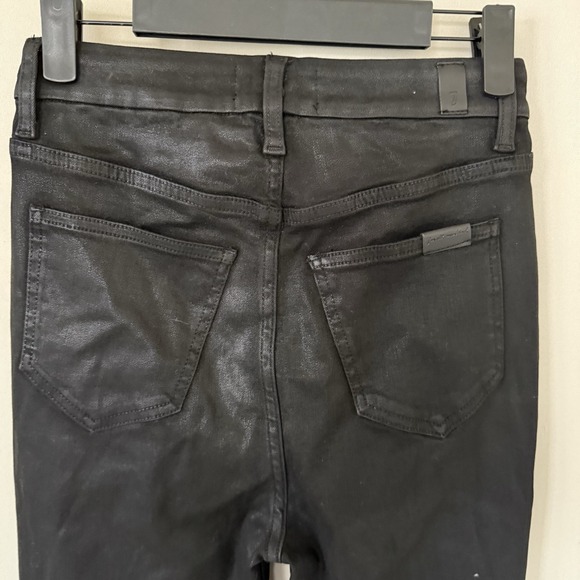 7 For All Mankind Womens 25 Black High Rise Tailorless Coated Skinny‎ Boot Jeans - Picture 5 of 12